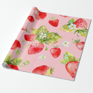 waterverf naadloos aardbeipatroon cadeaupapier