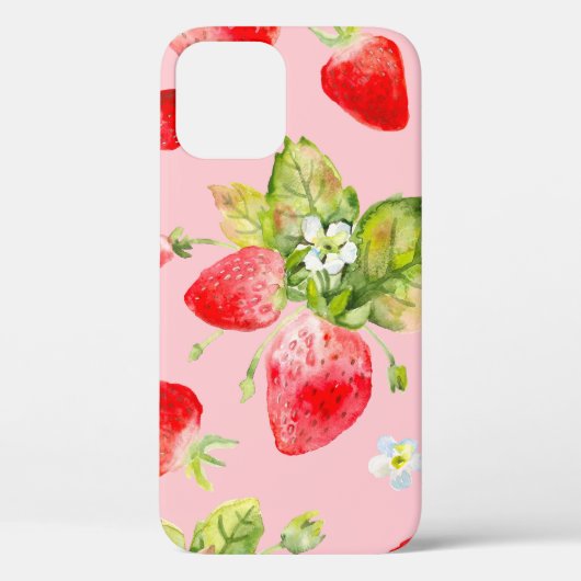waterverf naadloos aardbeipatroon Case-Mate iPhone case (Achterkant)