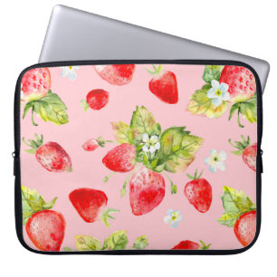 waterverf naadloos aardbeipatroon laptop sleeve