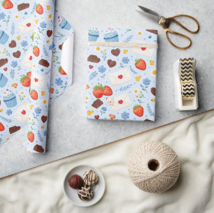 Waterverf Naadloos Bak- en Zoetwarenpatroon Cadeaupapier