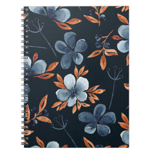 Waterverf naadloos floreel patroon met indigoflo notitieboek