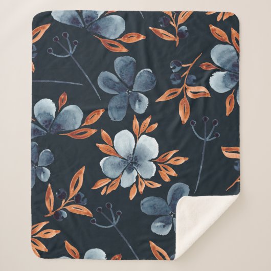 Waterverf naadloos floreel patroon met indigoflo sherpa deken (Voorkant)