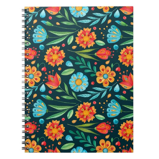 Waterverf naadloos handgeïllustreerd bloemblok notitieboek (Voorkant)