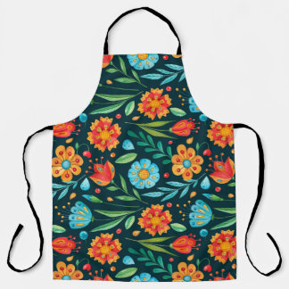 Waterverf naadloos handgeïllustreerd bloemblok schort