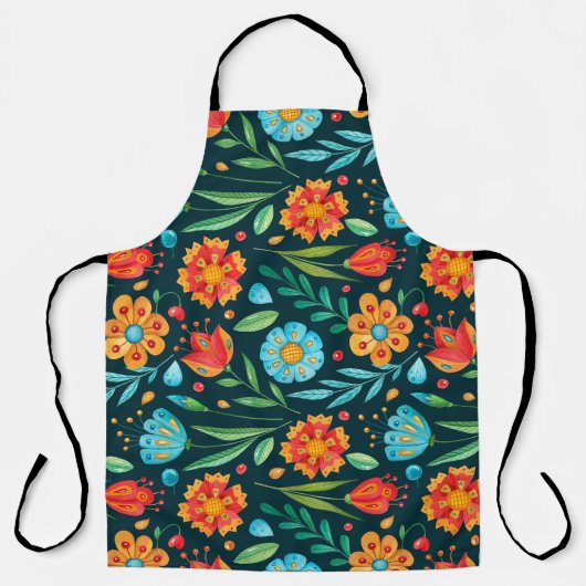 Waterverf naadloos handgeïllustreerd bloemblok schort (Voorkant)