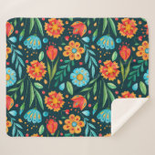 Waterverf naadloos handgeïllustreerd bloemblok sherpa deken (Voorkant (horizontaal))