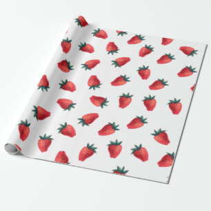 Waterverf naadloos met aardbeien cadeaupapier