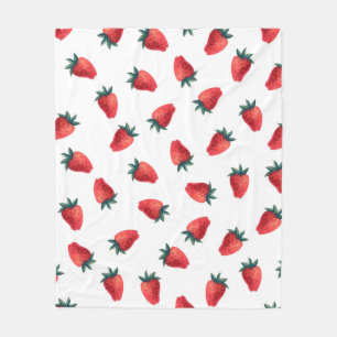 Waterverf naadloos met aardbeien fleece deken