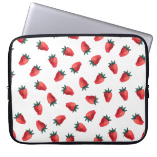 Waterverf naadloos met aardbeien laptop sleeve