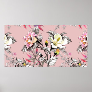 Waterverf naadloos met bladeren en kleur poster