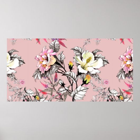 Waterverf naadloos met bladeren en kleur poster (Voorkant)