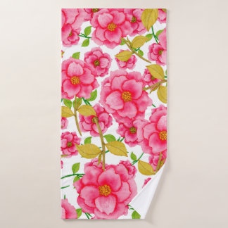 Waterverf naadloos met bloemen. Vintage Badhanddoek