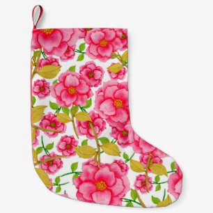 Waterverf naadloos met bloemen. Vintage Kleine Kerstsok