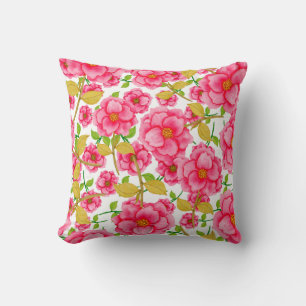 Waterverf naadloos met bloemen. Vintage Kussen