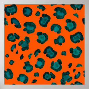 Waterverf naadloos met de luipaard. Fas Poster