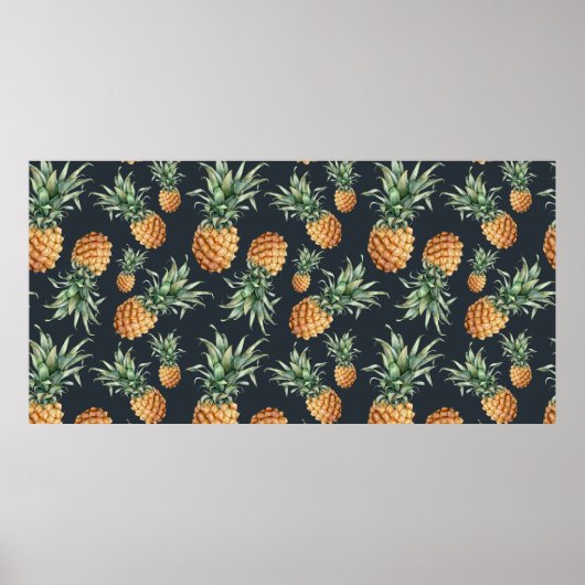 Waterverf naadloos met een rijpe ananas. H Poster (Voorkant)