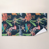 Waterverf naadloos met haaien en laminair badhanddoek (Badhanddoek)