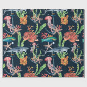 Waterverf naadloos met haaien en laminair cadeaupapier (Vlak)