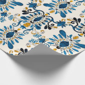 Waterverf naadloos met ikat. Tie dye wat Cadeaupapier (Hoek)