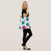 Waterverf naadloos met kleurrijke balletjes van tote bag (Op model)