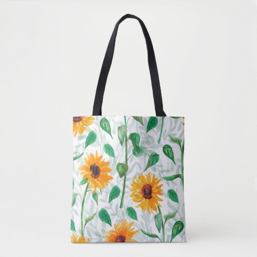 Waterverf naadloos met zonnebloemen tote bag (Voorkant)