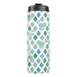 Waterverf naadloos op een witte achtergrond met ee thermosbeker