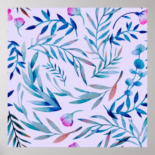 Waterverf naadloos patroon. Botanisch ornament. L Poster (Voorkant)