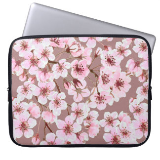 Waterverf naadloos patroon gemaakt van kersenbloes laptop sleeve