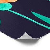 Waterverf naadloos patroon met bladeren en fantasi poster (Hoek)