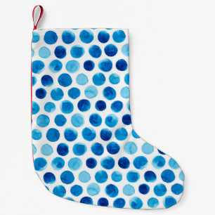 Waterverf naadloos patroon met blauwe poka-punten kleine kerstsok
