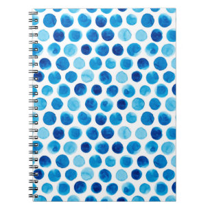 Waterverf naadloos patroon met blauwe poka-punten notitieboek