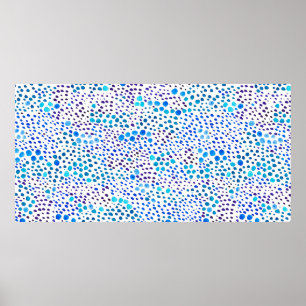 Waterverf naadloos patroon met blauwe vlekken poster