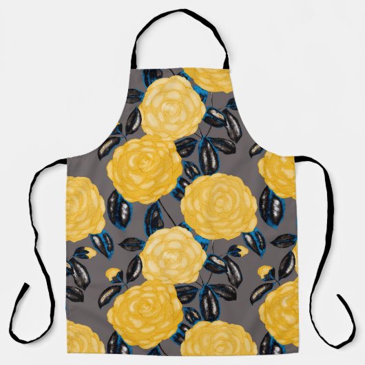 Waterverf naadloos patroon met camelliumbloemen. schort (Voorkant)