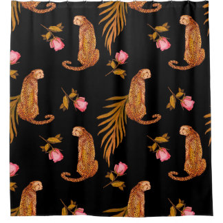 Waterverf naadloos patroon met cheeths douchegordijn