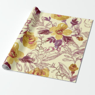 Waterverf naadloos patroon met contourelement cadeaupapier