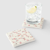 Waterverf naadloos patroon met gestileerde veer stenen onderzetter (Zijkant)