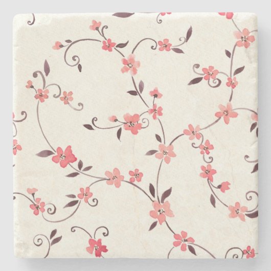 Waterverf naadloos patroon met gestileerde veer stenen onderzetter (Voorkant)