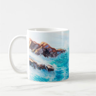 Waterverf naadloos patroon met handbeschilderd bla koffiemok