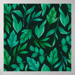 Waterverf naadloos patroon met handbeschilderd bla poster