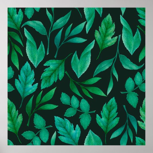 Waterverf naadloos patroon met handbeschilderd bla poster (Voorkant)