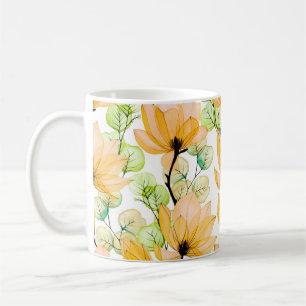 Waterverf naadloos patroon met magnoliumbloemen koffiemok