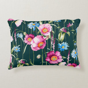 Waterverf naadloos patroon met mais-papaverbloem accent kussen