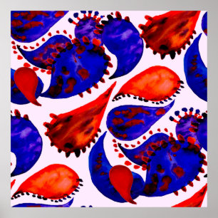 Waterverf naadloos patroon met paisley. Abstract Poster