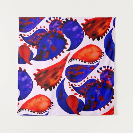 Waterverf naadloos patroon met paisley. Abstract Wandkleed (Voorkant)