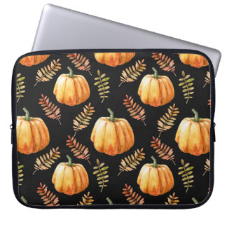 Waterverf naadloos patroon met pompoen laptop sleeve