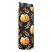 Waterverf naadloos patroon met pompoen thermosbeker (Geroteerd rechts)