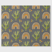 Waterverf naadloos patroon met regenboog en cactus cadeaupapier (Vlak)