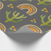 Waterverf naadloos patroon met regenboog en cactus cadeaupapier (Hoek)