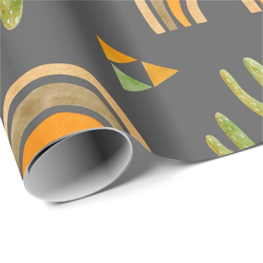 Waterverf naadloos patroon met regenboog en cactus cadeaupapier (Rol Hoek)