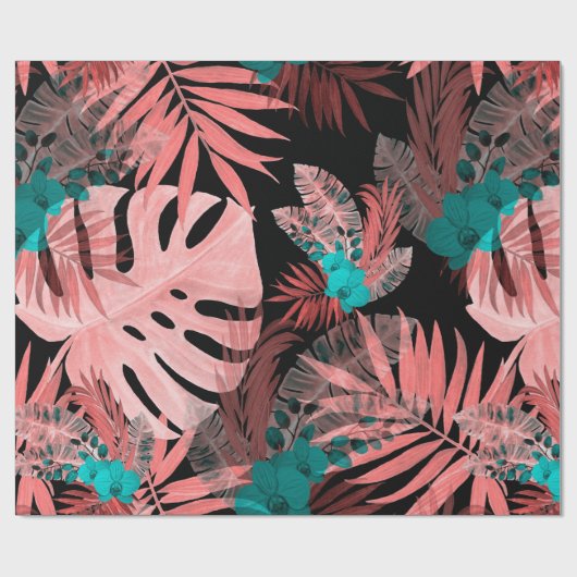 Waterverf naadloos patroon met tropische planten cadeaupapier (Vlak)